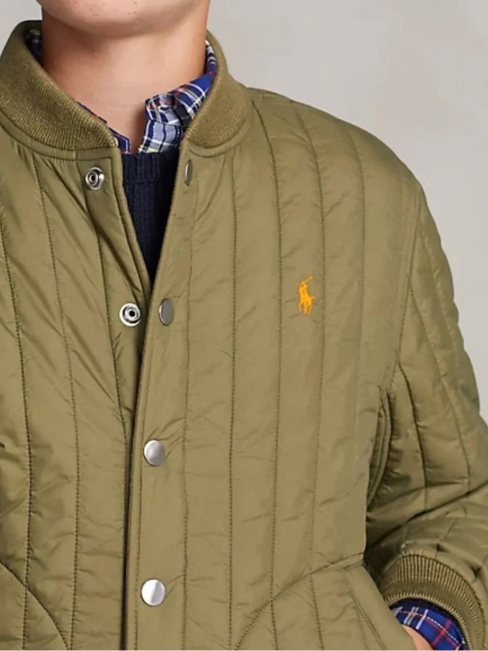 POLO Ralph Lauren Olive Green Water Repellent Baseball Jacket with Orange Pony 8